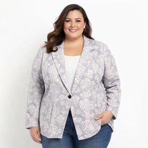 LOGO By Lori Goldstein Peplum Blazer 3X Jacket Gray Ponte